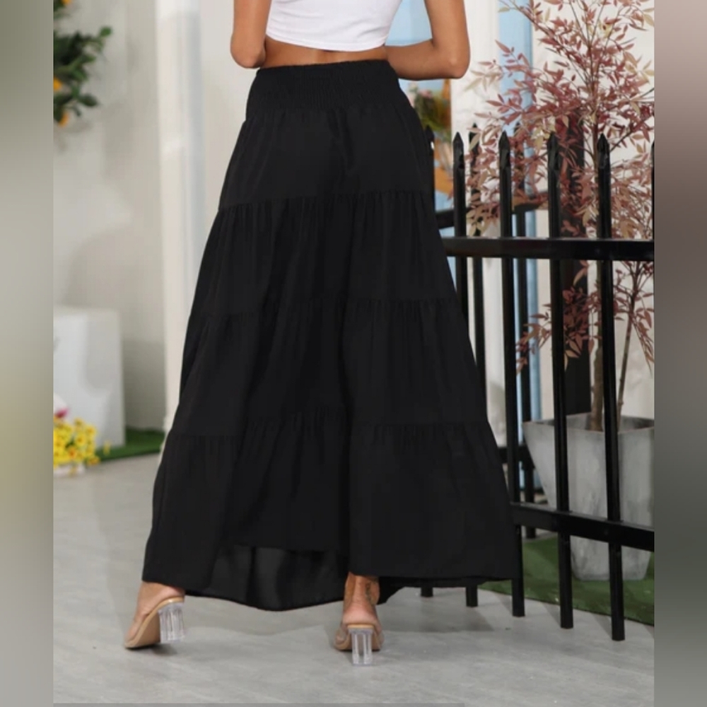 Black Bohemian Long Maxi Skirt - Picture 1 of 2